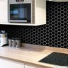 Papel de Parede Pastilha para Cozinha Colmeia Preto 0,58x1,40m - 1