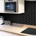 Ver imagem 1 de Papel de Parede Pastilha para Cozinha Colmeia Preto 0,58x1,40m