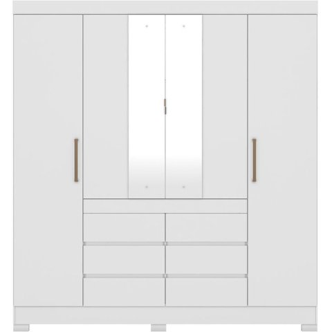 Guarda Roupa Casal 04 Portas com Espelho 66510 Branco Demobile Branco