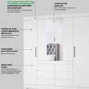 Ver imagem 7 de Guarda Roupa Casal 04 Portas com Espelho 66510 Branco Demobile Branco