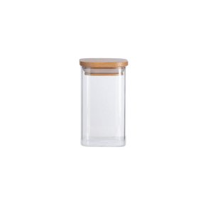 POTE DE MANTIMENTOS QUADRADO FLAT 250ML TAMPA BAMBU - OIKOS