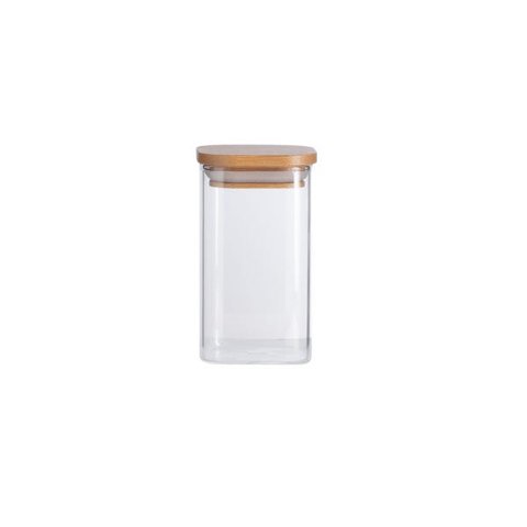 POTE DE MANTIMENTOS QUADRADO FLAT 250ML TAMPA BAMBU - OIKOS