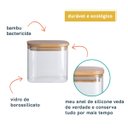 Ver imagem 3 de Pote de Mantimentos Quadrado Flat 600ml Tampa Bambu - Oikos