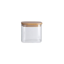 Pote de Mantimentos Quadrado Flat 600ml Tampa Bambu - Oikos - 1