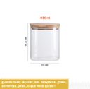 Ver imagem 2 de Pote de Mantimentos Quadrado Flat 800ml Tampa Bambu - Oikos