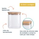 Ver imagem 3 de Pote de Mantimentos Quadrado Flat 800ml Tampa Bambu - Oikos