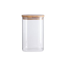 POTE DE MANTIMENTOS QUADRADO FLAT 1100ML TAMPA BAMBU - OIKOS - 1