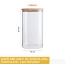 Ver imagem 2 de Pote de Mantimentos Quadrado Flat 1400ml Tampa Bambu - Oikos