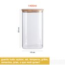 Ver imagem 2 de Pote de Mantimentos Quadrado Flat 1400ml Tampa Bambu - Oikos