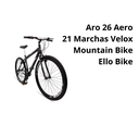Ver imagem 3 de Bicicleta Aro 26 Aero 21 Marchas Velox - Preto - Ello Cor:preto/branco
