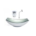 Ver imagem 1 de CUBA DE VIDRO OVAL CHANFRADA 46CM PRATA + VALVULA CLICK + TORNEIRA METAL