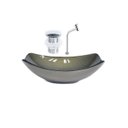 Ver imagem 1 de CUBA DE VIDRO OVAL CHANFRADA 46CM OURO ENVELHECIDO + VALVULA CLICK + TORNEIRA METAL