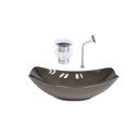 Ver imagem 1 de CUBA DE VIDRO OVAL CHANFRADA 46CM MARROM + VALVULA CLICK + TORNEIRA METAL