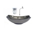 Ver imagem 1 de CUBA DE VIDRO OVAL CHANFRADA 46CM GRAFITE + VALVULA CLICK + TORNEIRA METAL