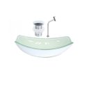 Ver imagem 1 de CUBA DE VIDRO OVAL CHANFRADA 46CM BRANCA + VALVULA CLICK + TORNEIRA METAL