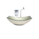 Ver imagem 1 de CUBA DE VIDRO OVAL CHANFRADA 46CM CHAMPANHE + VALVULA CLICK + TORNEIRA METAL