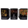 Lata Pote Decorativa Quadrada Café, Macarrão e Cereais Kit Com 3 - 1