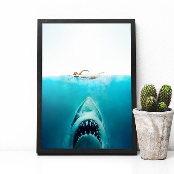 Quadro Tubarão - Jaws com Moldura - 40x60cm - 1