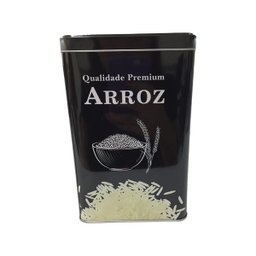 Lata Pote Decorativa Quadrada Arroz e Biscoito Kit Com 2 - 3