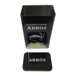 Lata Pote Decorativa Quadrada Arroz e Biscoito Kit Com 2 - 4
