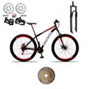 Ver imagem 3 de Bicicleta Aro 29 Suspensão Dianteira Bike Aço 21 Marchas Freio a Disco:vermelho