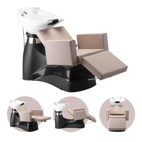 Lavatório de Cabelo Salão de Beleza Cabelereiro Barbeiro Profissional com Apoio para Pésrose