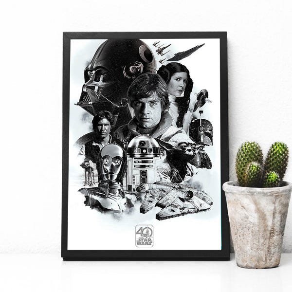 Quadro com Moldura Star Wars Aniversário de 40 anos - 40x60cm - 1