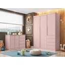 Ver imagem 2 de Kit Quarto Infantil Bebê Perola Cômoda 4 Gavetas 2 Portas e Guarda Roupa 3 Portas 4 Gavetas Rosa - P