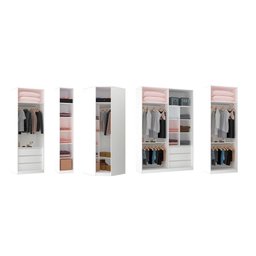 Guarda Roupa Canto 6 Gavetas, 6 Cabideiros Branco Branco - 6