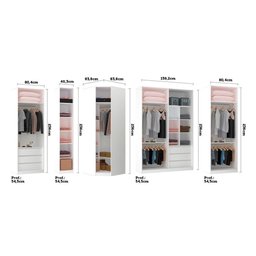 Guarda Roupa Canto 6 Gavetas, 6 Cabideiros Branco Branco - 5