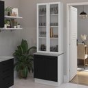 Ver imagem 1 de Kit Balcão + Cristaleira 70cm Branco Preto Agata Madesa 01 Branco Preto