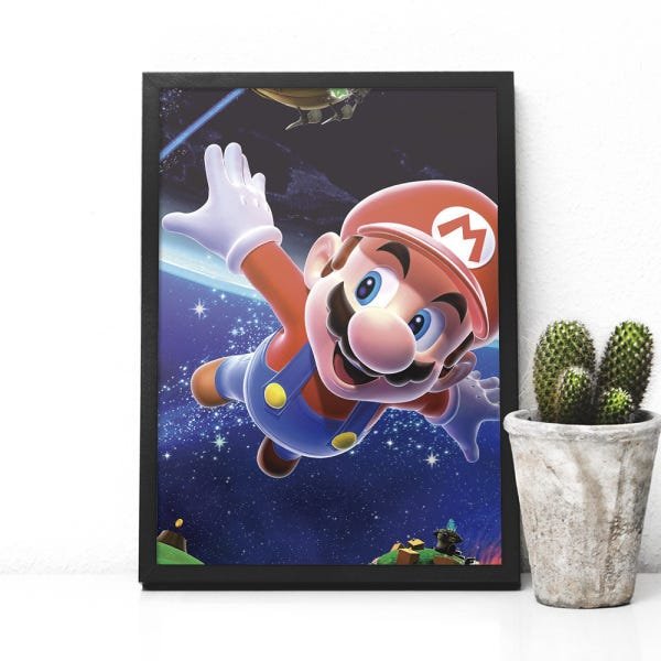 Quadro Mario Galaxy Game com Moldura - 20x30cm - 1