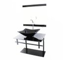Ver imagem 1 de KIT GABINETE BANHEIRO 60CM AP COM CUBA RETANGULAR MÁRMORE PRETO + TORNEIRA CROMADA