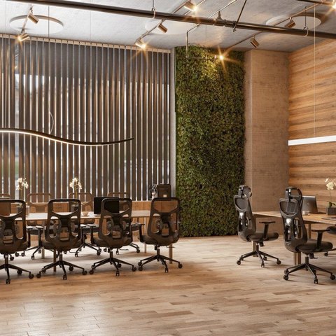 Kit com 6 Cadeiras Office Diretor Ajustavel e Ergonomica com Nr 17 Everest