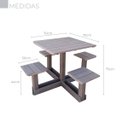Ver imagem 3 de Mesa Quadrada com 4 Banco Acoplados em Madeira Plástica 150cm Lanci / Lc-08