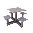 Ver imagem 2 de MESA QUADRADA EM MADEIRA PLÁSTICA MACIÇA MARROM COM 04 BANCOS ACOPLADOS 100% RECICLADA 1,5M / LC-08