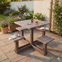 Ver imagem 2 de Mesa Quadrada com 4 Banco Acoplados em Madeira Plástica 150cm Lanci / Lc-08