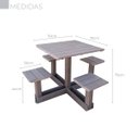 Ver imagem 3 de Mesa Quadrada com 4 Banco Acoplados em Madeira Plástica 150cm Lanci / Lc-08