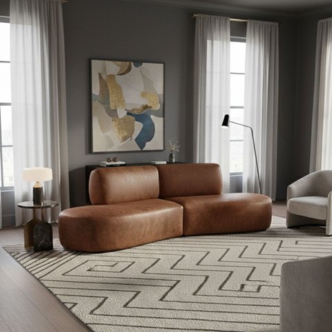 Sofá Orgânico Módulo Curvo Savana Corino Modena Whisk - Montanari's Decor