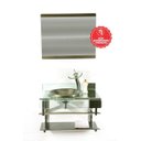 Ver imagem 2 de GABINETE DE VIDRO 60CM CURVADO DUPLO INOX COM CUBA CHAPÉU - OURO ENVELHECIDO