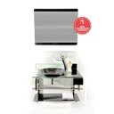 Ver imagem 2 de GABINETE DE VIDRO 60CM CURVADO DUPLO INOX COM CUBA CHAPÉU - GRAFITE