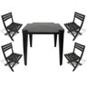 Mesa de Plástico Quadrada 70cm Preta + 4 Cadeiras Dobráveis - 1