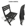 Mesa de Plástico Quadrada 70cm Preta + 4 Cadeiras Dobráveis - 3