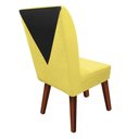Ver imagem 4 de Kit 09 Cadeira Ana de Jantar Pé Trapézio Suede Amarelo e Sintético Preto - Dominic Decor