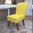 Ver imagem 2 de Kit 09 Cadeira Ana de Jantar Pé Trapézio Suede Amarelo e Sintético Preto - Dominic Decor