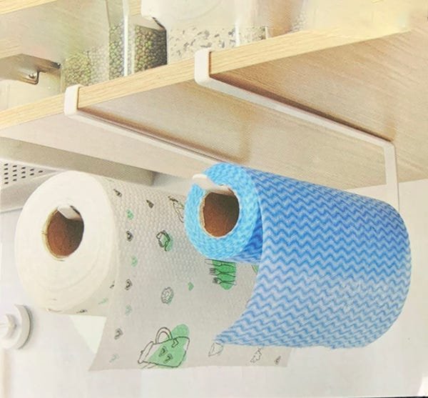 Porta Rolo de Papel Toalha Suporte de Prateleira Branco Kit 2 Peças - 1
