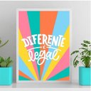 Ver imagem 2 de Quadro Frase Diferente É Legal 33x24cm - com vidro:Madeira preta