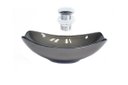 Ver imagem 1 de CUBA DE VIDRO OVAL CHANFRADA 46CM GRAFITE + VALVULA CLICK