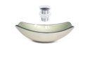 Ver imagem 1 de CUBA DE VIDRO OVAL CHANFRADA 46CM CHAMPANHE + VALVULA CLICK