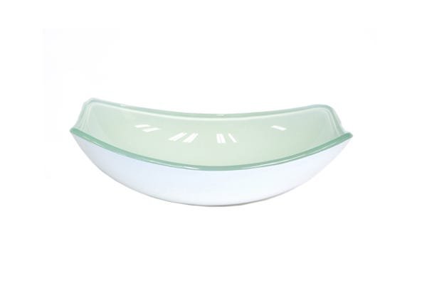 CUBA DE VIDRO OVAL CHANFRADA 46CM BRANCA - 1